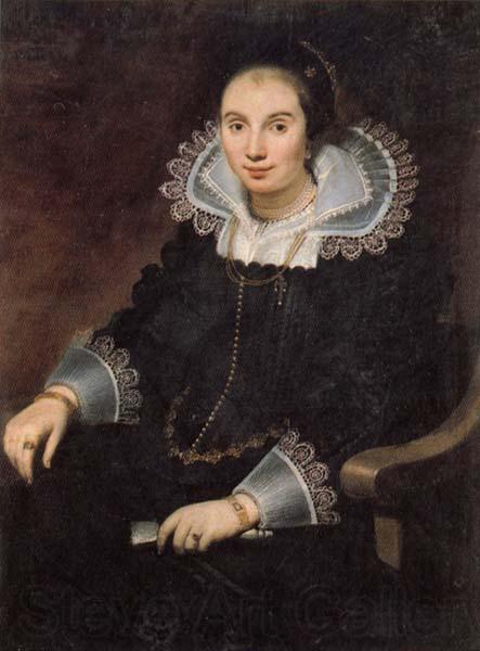 Cornelis de Vos Portrait of a Lady with a Fan Norge oil painting art